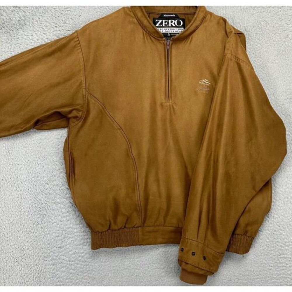 Zero Restriction Jacket Women Medium Micro Suede Brown Golf Quarter Zip USA Made - Picture 3 of 12